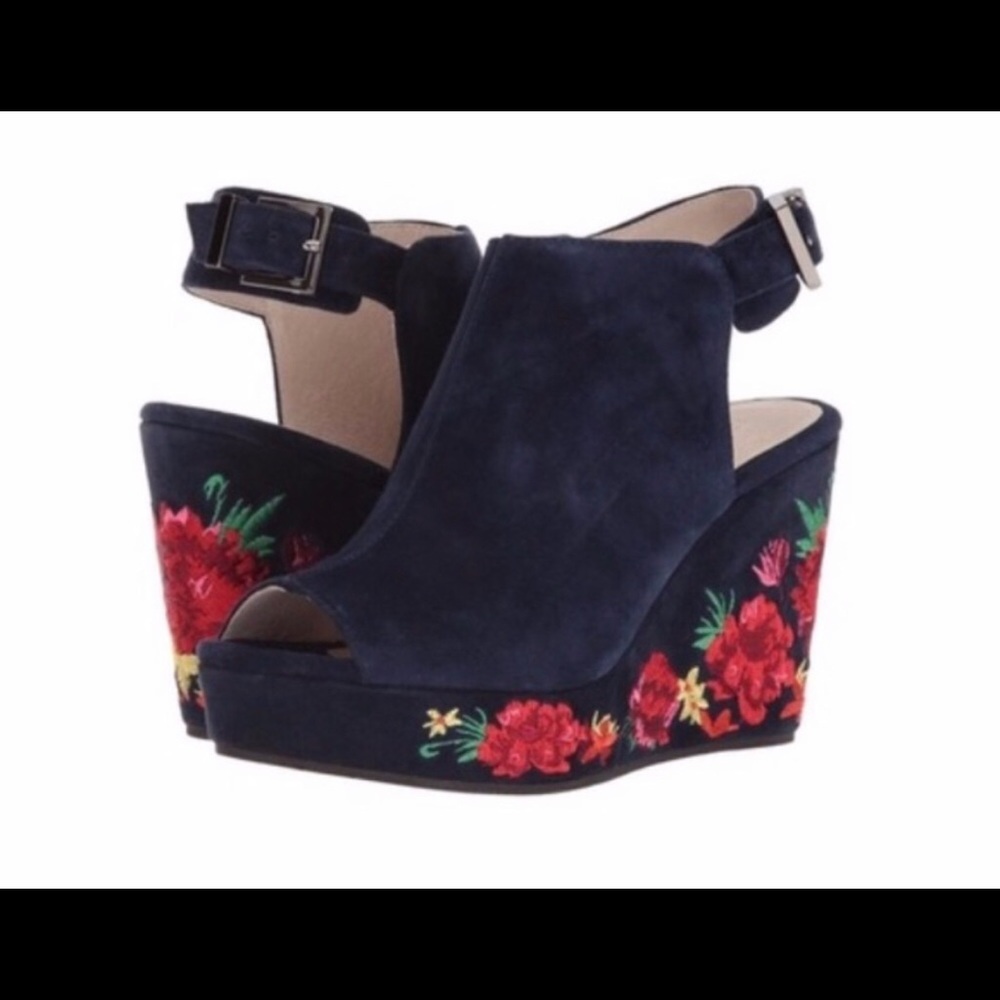 Kenneth Cole Orla Wedge Suede Embroidered Clog 8
